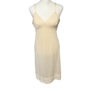 Lorraine Size 34‎ Vintage Full Slip Dress Ivory Nylon Lace Trim Lingerie Medium